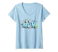 Damen Disney & Pixar's Monsters, Inc. Mom Mike Sulley & Boo T-Shirt mit V-Ausschnitt