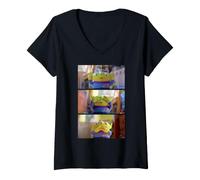 Damen Disney & Pixar's Toy Story 5 Pizza Planet Aliens Funny Photo T-Shirt mit V-Ausschnitt