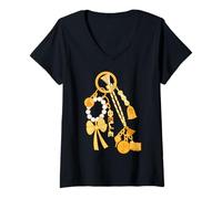 Damen Disney Princess Belle Beauty and the Beast Charms T-Shirt mit V-Ausschnitt