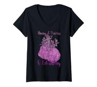 Damen Disney Princess Exhausted Prinzessinnen Vintage Classic T-Shirt mit V-Ausschnitt