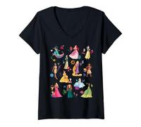 Damen Disney Princess Magical Print T-Shirt mit V-Ausschnitt