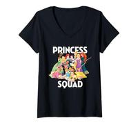 Damen Disney Princess Squad Group T-Shirt mit V-Ausschnitt
