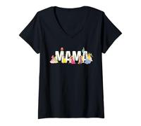 Damen Disney Princess Squad Mama Family Trip Vacation Reunion T-Shirt mit V-Ausschnitt