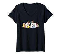 Damen Disney Princess Squad Papa Family Trip Vacation Reunion T-Shirt mit V-Ausschnitt