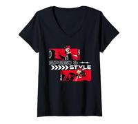 Damen Disney Racing Minnie & Daisy Race Car Drivers Speed & Style T-Shirt mit V-Ausschnitt