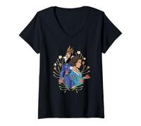 Damen Disney Snow White Movie Evil Queen and Snow White with Apple T-Shirt mit V-Ausschnitt