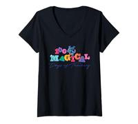 Damen Disney Stitch 100 Magical Days of Teaching 100th Day School T-Shirt mit V-Ausschnitt