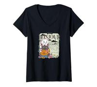 Damen Disney The Aristocats Marie Toulouse & Berlioz Bonjour T-Shirt mit V-Ausschnitt