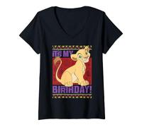 Damen Disney The Lion King Nala It's My Birthday Girl's Party T-Shirt mit V-Ausschnitt