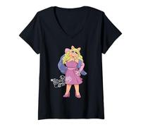 Damen Disney The Muppets Miss Piggy Big Pose T-Shirt mit V-Ausschnitt