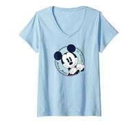 Damen Disney The Original Mickey Mouse Retro Vintage T-Shirt mit V-Ausschnitt