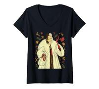 Damen Disney Villains Cruella De Vil Vintage Art Style Collage T-Shirt mit V-Ausschnitt