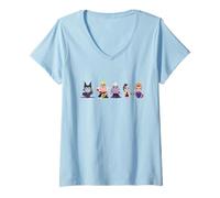 Damen Disney Villains Kawaii Chibi Evil Queens T-Shirt mit V-Ausschnitt