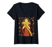 Damen Disney Villains Mother Gothel Vintage Art Style Collage T-Shirt mit V-Ausschnitt