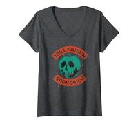 Damen Disney Villains Poisonous Skull Apple T-Shirt mit V-Ausschnitt, Anthrazit Meliert, XXL
