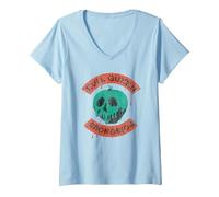 Damen Disney Villains Poisonous Skull Apple T-Shirt mit V-Ausschnitt, Himmelblau, XXL