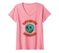 Damen Disney Villains Poisonous Skull Apple T-Shirt mit V-Ausschnitt, Rosa, XXL