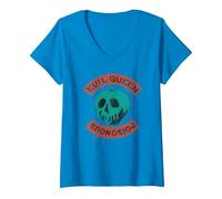 Damen Disney Villains Poisonous Skull Apple T-Shirt mit V-Ausschnitt, Saphir, L