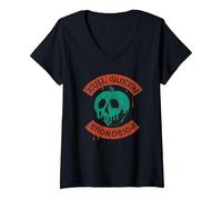 Damen Disney Villains Poisonous Skull Apple T-Shirt mit V-Ausschnitt, Schwarz, XXL