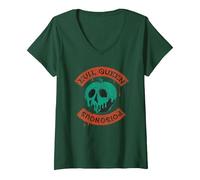 Damen Disney Villains Poisonous Skull Apple T-Shirt mit V-Ausschnitt, Waldgrün, XXL