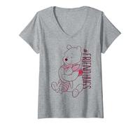 Damen Disney Winnie Puuh, Ferkel, Pooh, Freund, umarmt T-Shirt mit V-Ausschnitt