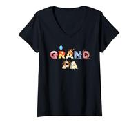Damen Disney Winnie The Pooh & Friends Grandpa Family Disney Trip T-Shirt mit V-Ausschnitt