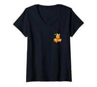 Damen Disney Winnie the Pooh Hunny in My Pocket T-Shirt mit V-Ausschnitt