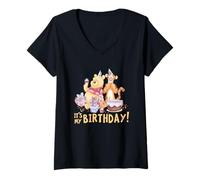 Damen Disney Winnie the Pooh It’s My Birthday T-Shirt mit V-Ausschnitt