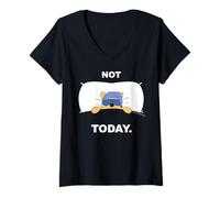 Damen Disney Winnie the Pooh "Not Today" Funny Staying in Bed T-Shirt mit V-Ausschnitt