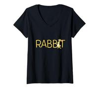 Damen Disney Winnie the Pooh Rabbit Classic Lettering T-Shirt mit V-Ausschnitt