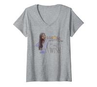 Damen Disney Wish Asha And Friends T-Shirt mit V-Ausschnitt, Grau Meliert, M
