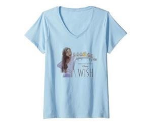 Damen Disney Wish Asha And Friends T-Shirt mit V-Ausschnitt, Himmelblau, S