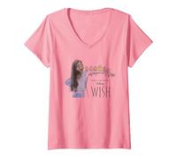 Damen Disney Wish Asha And Friends T-Shirt mit V-Ausschnitt, Rosa, XXL