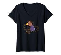 Damen Disney Wish Asha and Star Nose to Nose Cute T-Shirt mit V-Ausschnitt
