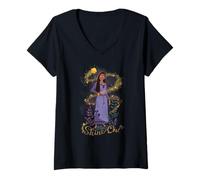 Damen Disney Wish Asha and Star Shine On T-Shirt mit V-Ausschnitt