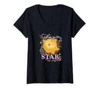 Damen Disney Wish I'm A Star Cosmic Sparkle Portrait Pink Logo T-Shirt mit V-Ausschnitt
