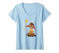 Damen Disney Wish Star and Valentino Magical Friends T-Shirt mit V-Ausschnitt