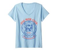 Damen Dog Mom Club Life is Ruff Without My Dog Golden Retriever T-Shirt mit V-Ausschnitt