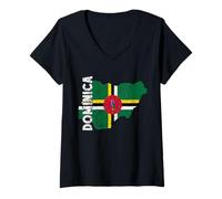 Damen Dominikanische Karte Dominikanische Wurzeln Dominikanische Stolz Dominica T-Shirt mit V-Ausschnitt