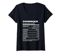 Damen Dominique Durchschnittliche Nährwerte Name Lustig T-Shirt mit V-Ausschnitt