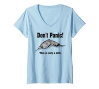 Damen Don't Panic! This is Only A Drill Funny Handwerker Tool Lover T-Shirt mit V-Ausschnitt