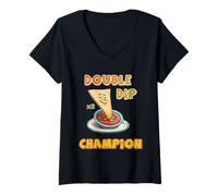 Damen Double Dip Champion Chip Salsa Albern Lustig T-Shirt mit V-Ausschnitt