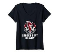 Damen Dragon Boat Paddler Vintage Regatta Crew Badge Racing T-Shirt mit V-Ausschnitt