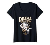 Damen Drama Seit den 1930er Jahren Lustiges Vintage-Flapper-Design T-Shirt mit V-Ausschnitt