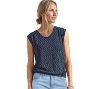 Shirttop STREET ONE, Damen, Gr. 40, blau (ashen blau), Stoff, 95% Viskose, 5% Elasthan, gemustert, comfort fit normal, V-Ausschnitt, normaler Saum, Tops Shirttop, mit Elastiksaum (83212625-40) ashen b