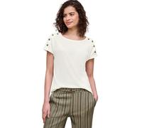 T-Shirt STREET ONE STUDIO, Damen, Gr. 42, sanftes weiß, Web, 50% Baumwolle, 50% Modal, unifarben, normal normal, U-Boot-Ausschnitt, abgesteppt, Shirts T-Shirt, mit U-Boot-Ausschnitt (74049343-42) sanf