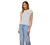 Rundhalsshirt STREET ONE STUDIO, Damen, Gr. 42, sanftes weiß, Web, 100% Baumwolle, gestreift, normal normal, Rundhals, abgesteppt, Shirts Rundhalsshirt, aus reiner Baumwolle (14681336-42) sanftes weiß