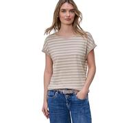 Street One Frauen Dropped Shoulder T-Shirt mit Streifen in Beige, Gr: 42