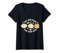 Damen Du gewinnst einige You Dim Sum Kawaii Food Wortspiele T-Shirt mit V-Ausschnitt