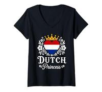 Damen Dutch Princess Netherlands Flag Proud Dutch Girl T-Shirt mit V-Ausschnitt